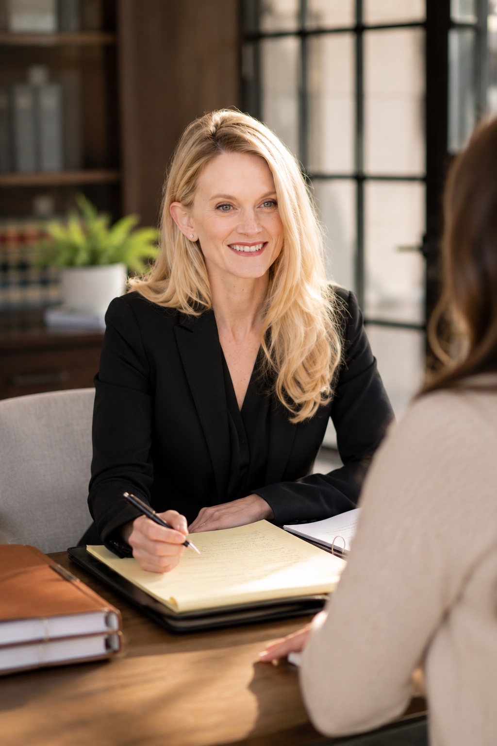 Amber Russell in a professional conversation